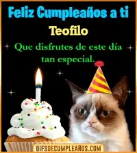 GIF Gato meme Feliz Cumpleaños Teofilo